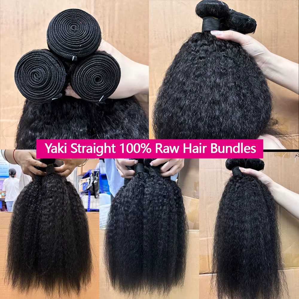 12A Kinky Straight Tissage Humain Haïr 20 22 24 Tissage Lot Brésilien Yaki Straight 100 Humain Hair 