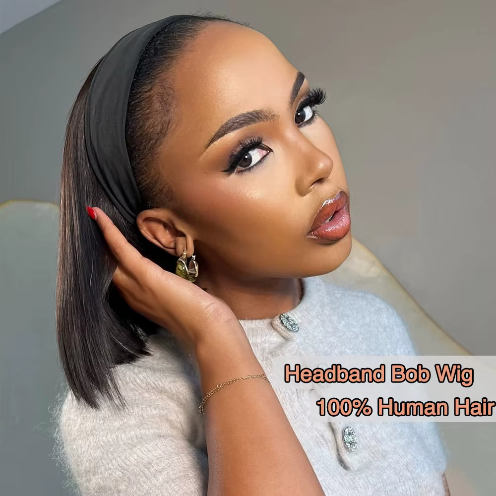 Perruques Bandeau Jupade 100% Cheveux Humains Lisses Sans Colle Bob Demi-Perruques Cheveux Humains V