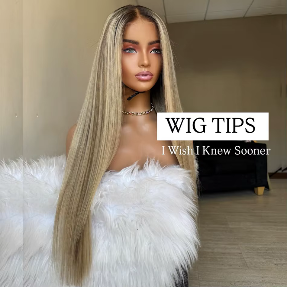 Salon qualité Tuneful Rich Girl met en évidence Balayage Blonde couleur perruques de cheveux humains