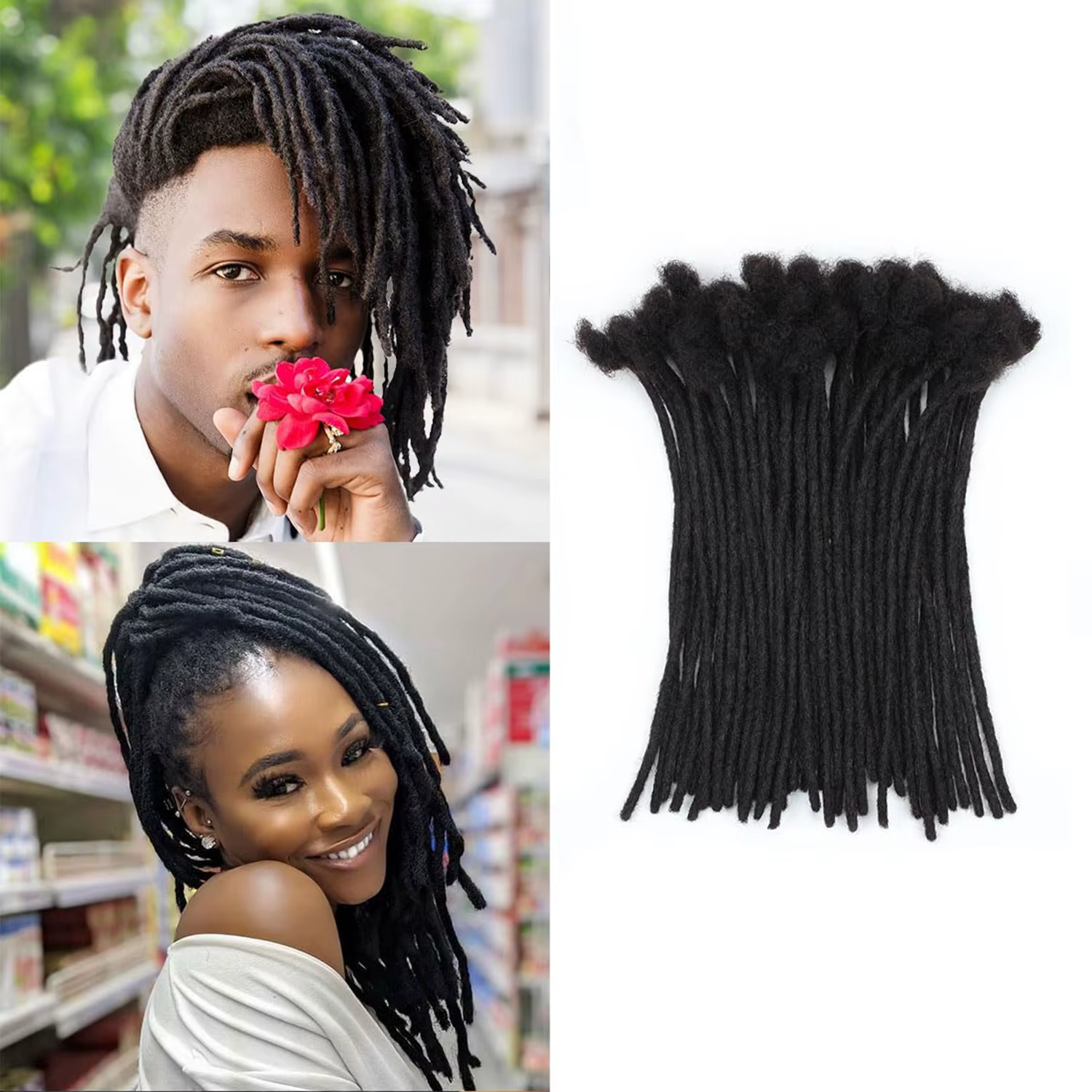 Extensions de dreadlocks synthétiques 15 brins de 10/12/14/16/18 pouces, extensions de dreadlocks sy