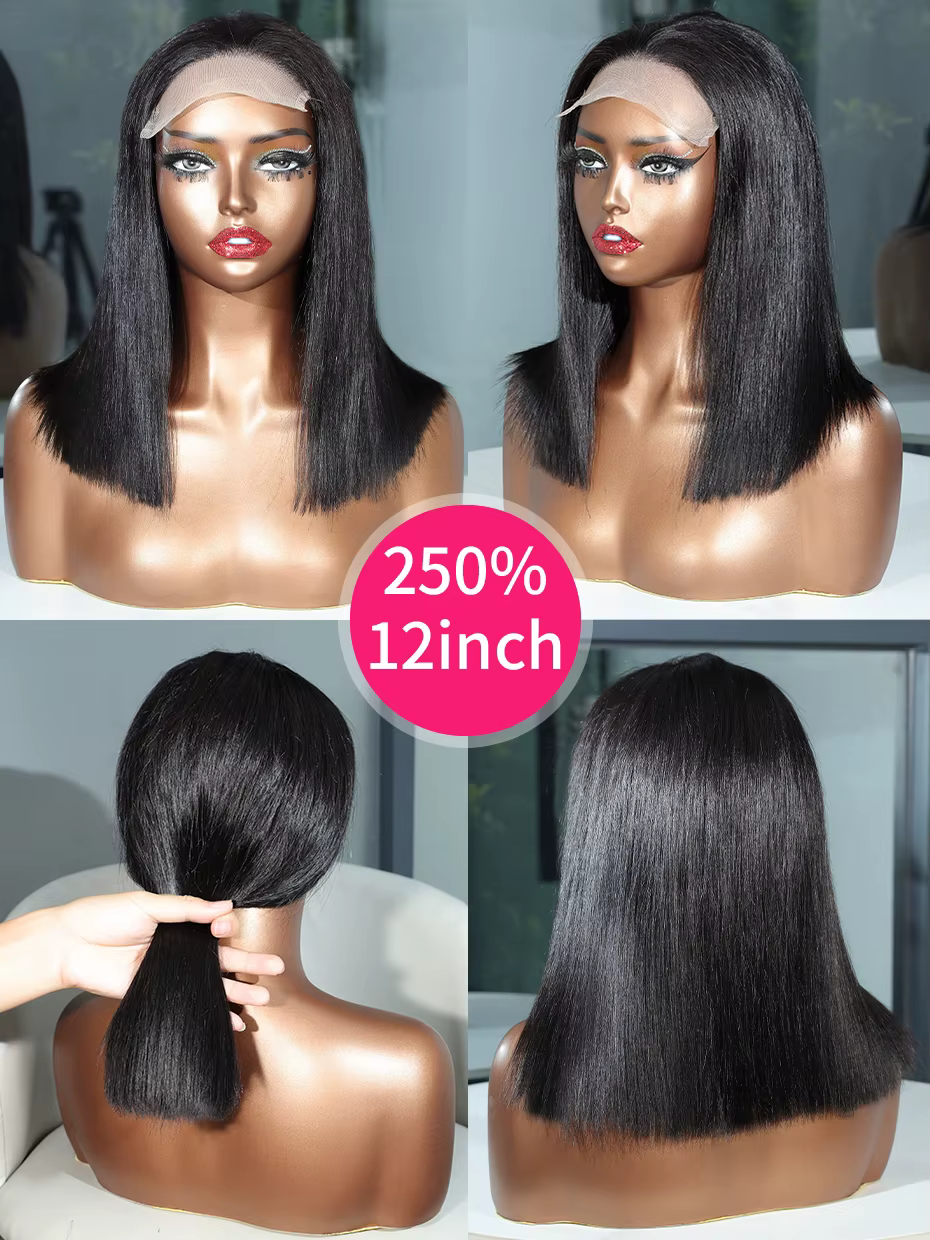 Perruque sans colle 5x5 15A SDD Full Bob en cheveux humains, prête à porter, densité 250, origine vi