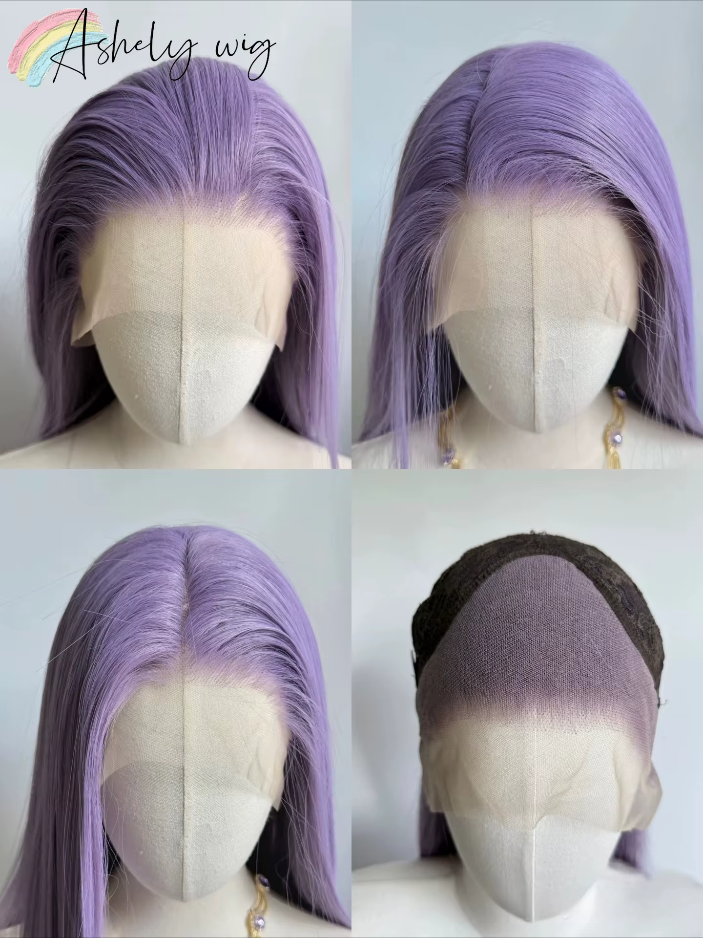 Ashely perruque violet clair spécial gris-violet dentelle avant perruques 13*4 24 pouces longue droi