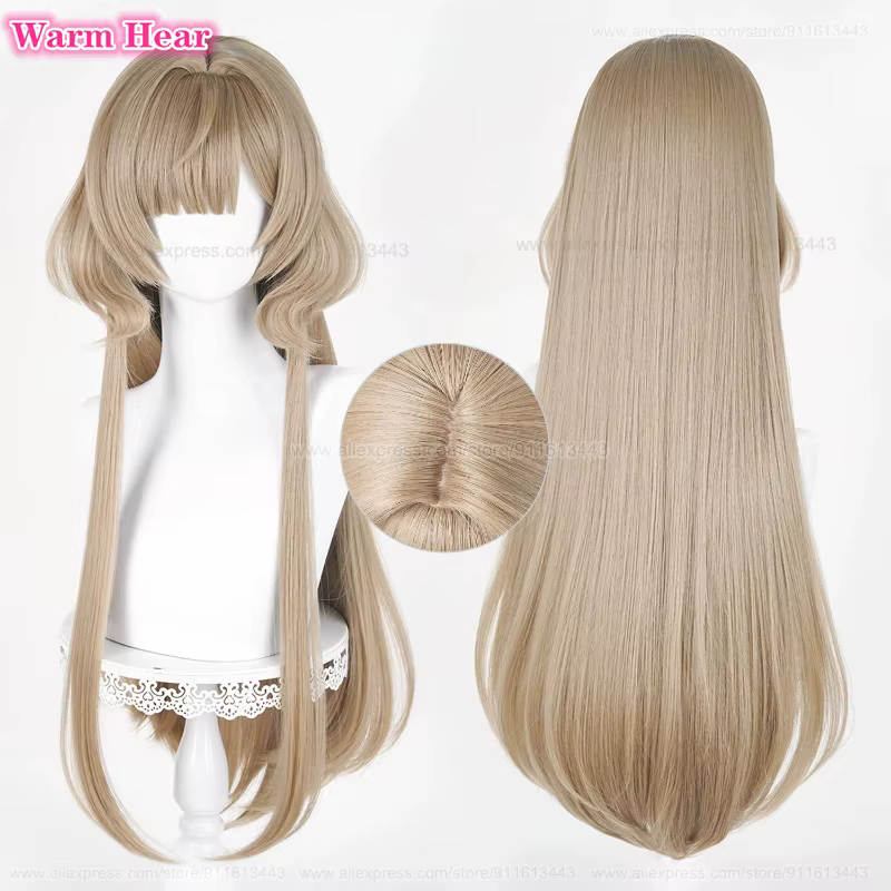 Nouveau! Jeu Sandrone longue 75 cm marron chaud avec chignon Cosplay Anime perruque Marionnette rési