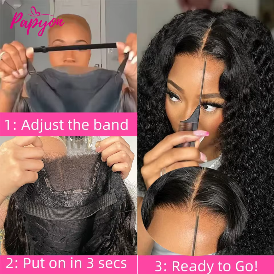 Perruque Lace Frontal Wig naturelle sans colle, cheveux humains, 6x4, prêt à porter, pré-épilés, bou