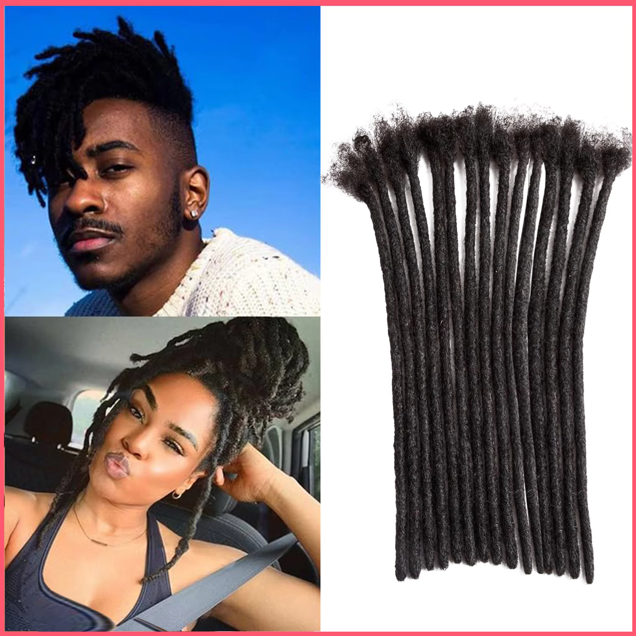 Extensions de dreadlocks 0,8 cm de largeur, extensions de locs synthétiques pour hommes/femmes, exte