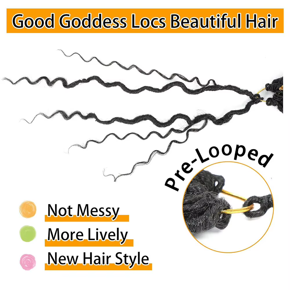 14 "Faux Locs Crochet cheveux 8 paquets pré-bouclés déesse Locs Crochet cheveux avec extrémité boucl