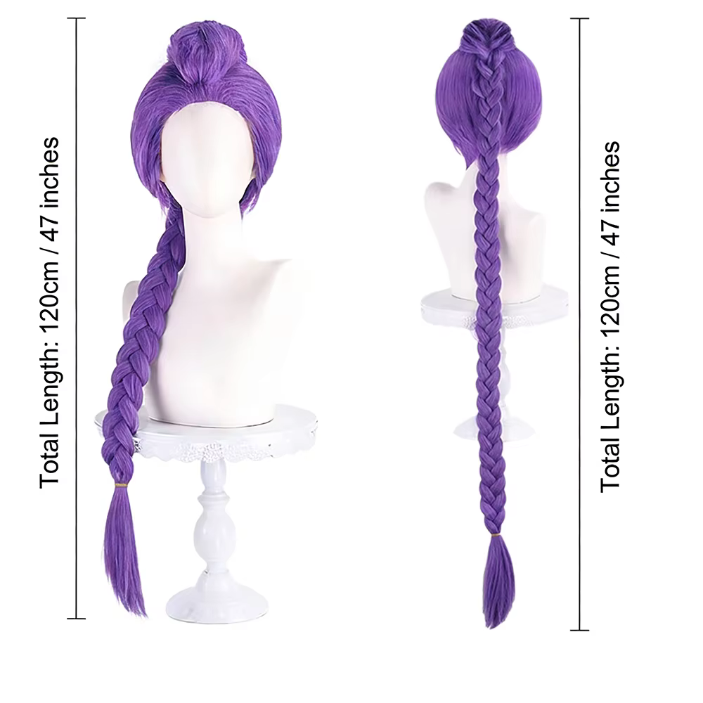Perruque de Cosplay Rumi, 120cm, violette, queue de cheval longue tressée détachable, cheveux synthé