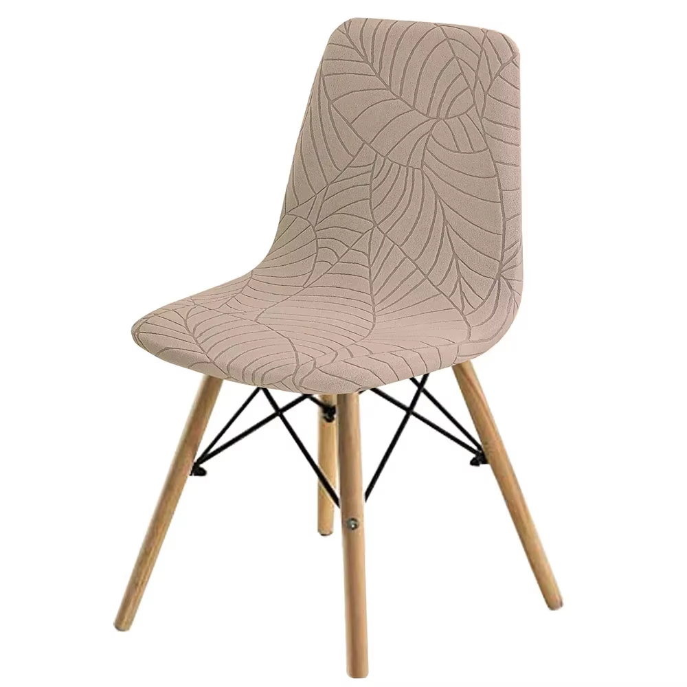 Housse de chaise en forme de coquille, extensible, bon marché, à dossier court, feuilles de couleur 