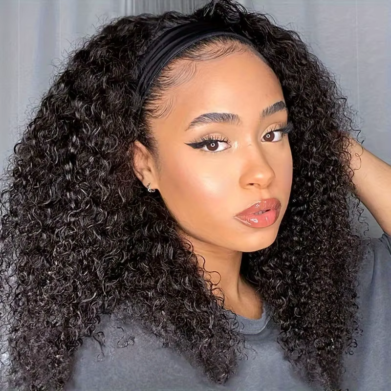 200% densité perruque de cheveux humains bandeau court Bob perruque naturel noir court bouclé Bob co