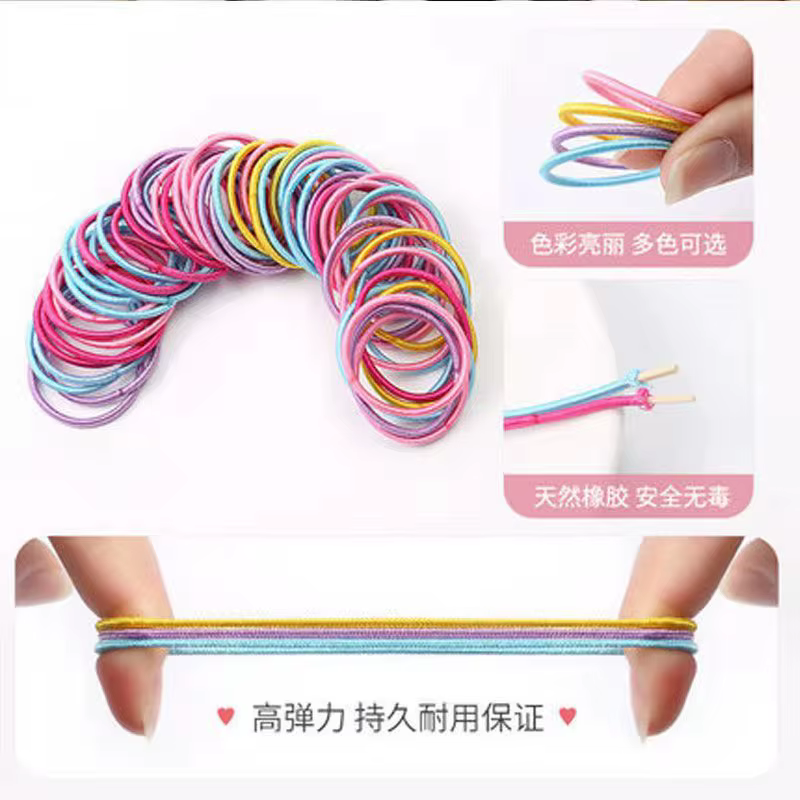 100 pièces/ensemble filles bandes de cheveux élastiques filles accessoires de cheveux 2.5cm élastiqu