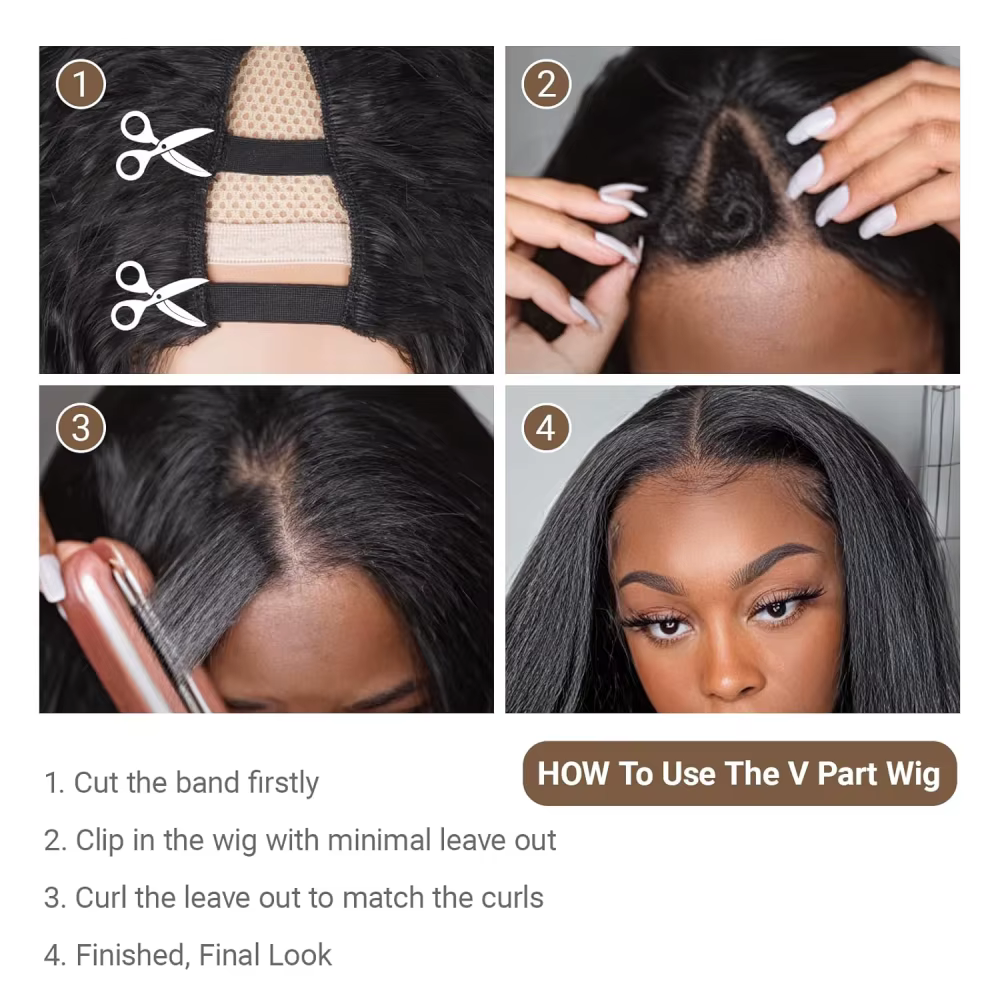 Perruques V-Part sans couture, ondulées, densité 200 %, cheveux brésiliens améliorés, 32 pouces, che