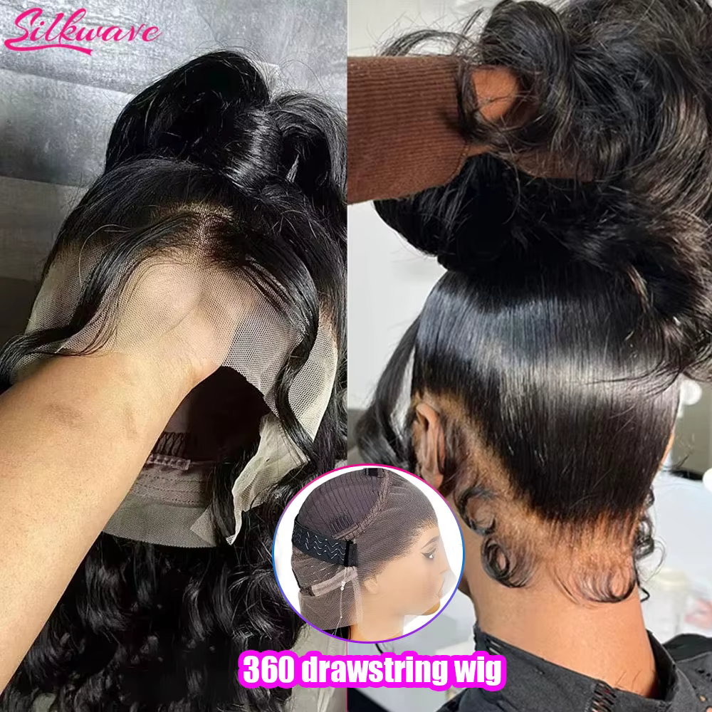 Perruque 360 Full Lace sans colle à cordon de serrage, cheveux humains ondulés, pré-épilée, HD 13x6 