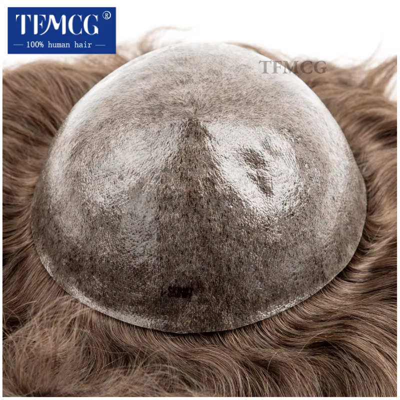 Prothèse capillaire pour hommes, toupet à Base complète de peau, perruques durables pour hommes, sys