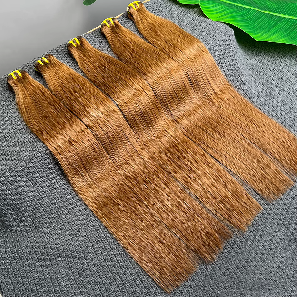 # 4 paquets de cheveux humains lisses de couleur brun foncé, double trame, 100% cheveux vietnamiens,
