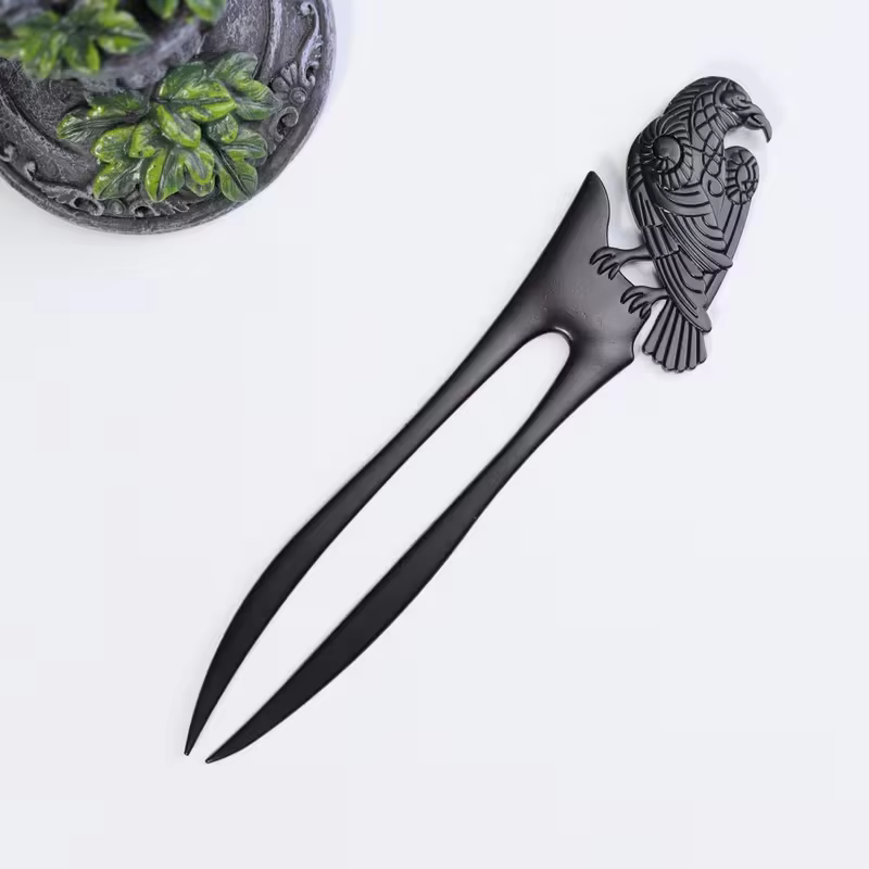 1 épingle à cheveux vintage (avec décoration corbeau viking), coiffe de style punk, un cadeau festif