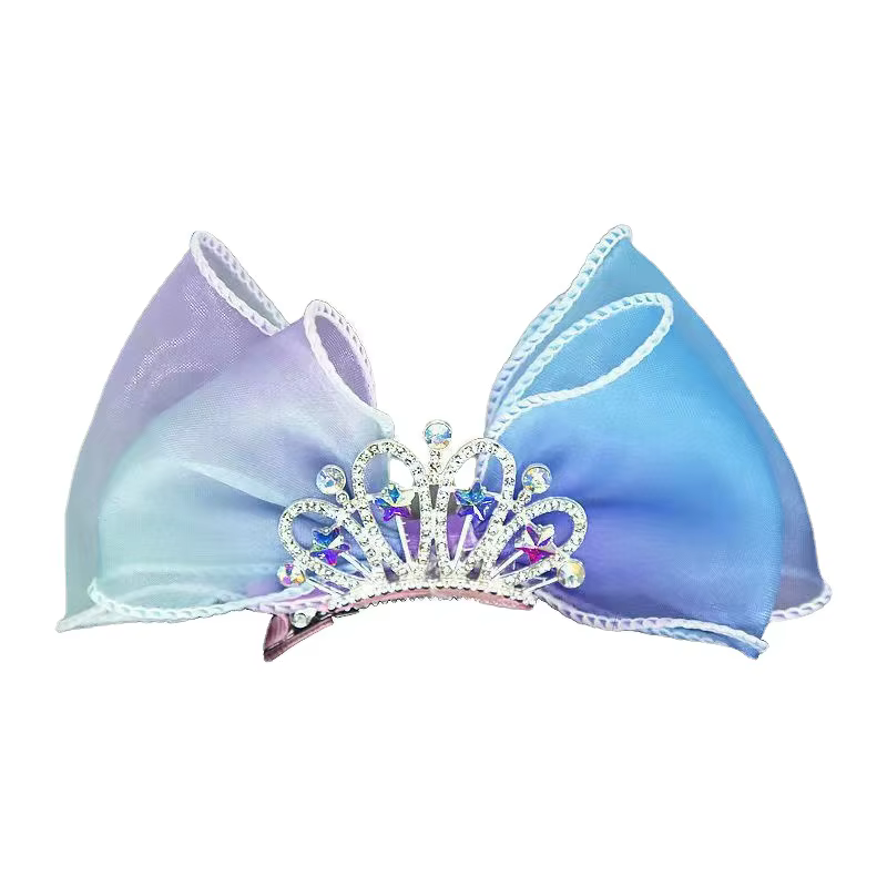 Nœuds de cheveux arc-en-ciel Pastel, dégradé de couleur, couronne de princesse, épingle à cheveux su