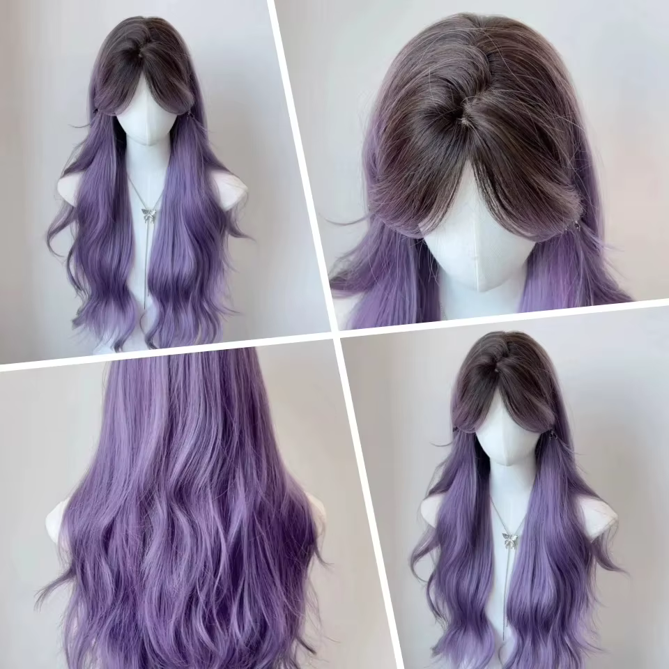 OLACARE longue vague de corps noir marron violet Cosplay perruques résistant à la chaleur perruques