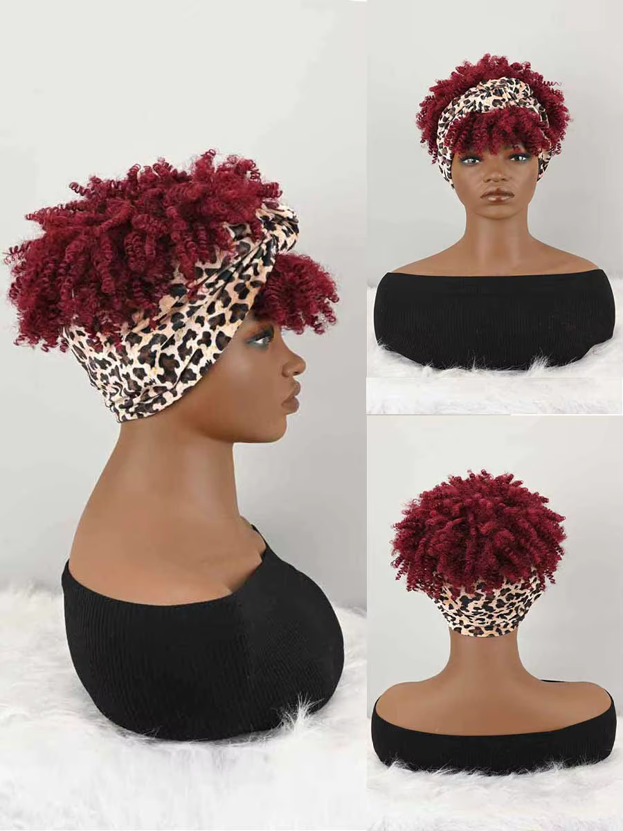 Perruque bandeau bouclée avec frange pour femme, perruque synthétique afro bouclée avec bandeau inté