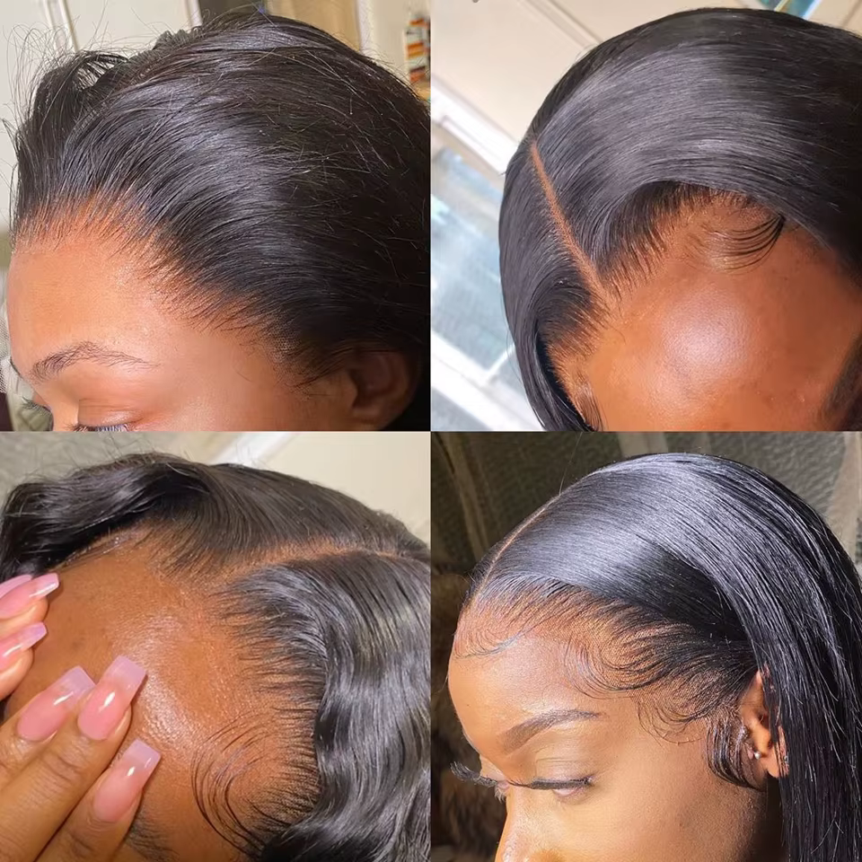 Extensions de cheveux humains lisses en lots de 28, 30, 32 pouces avec frontal en dentelle 13x4, tis