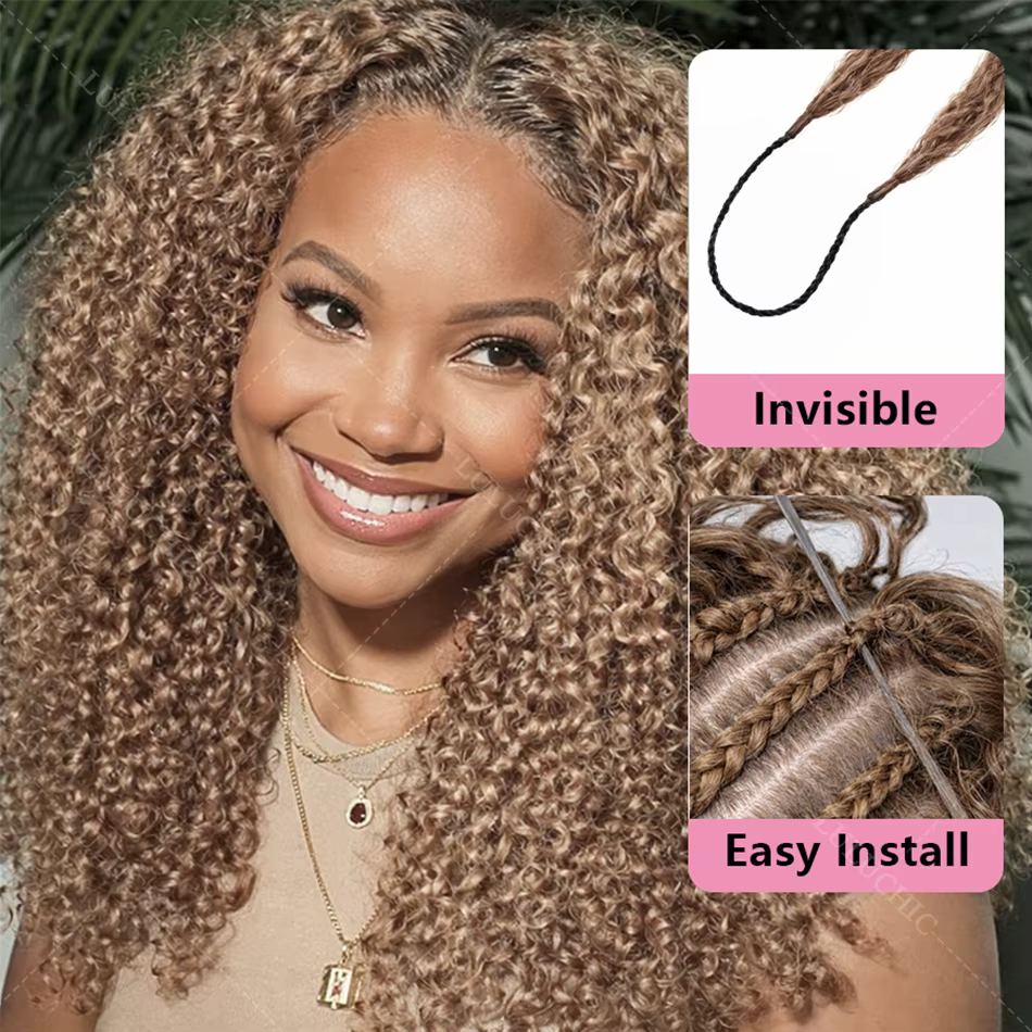 Miel Blonde réutilisable petites spirales bouclés Crochet cheveux sans noeuds pré-séparés crépus bou