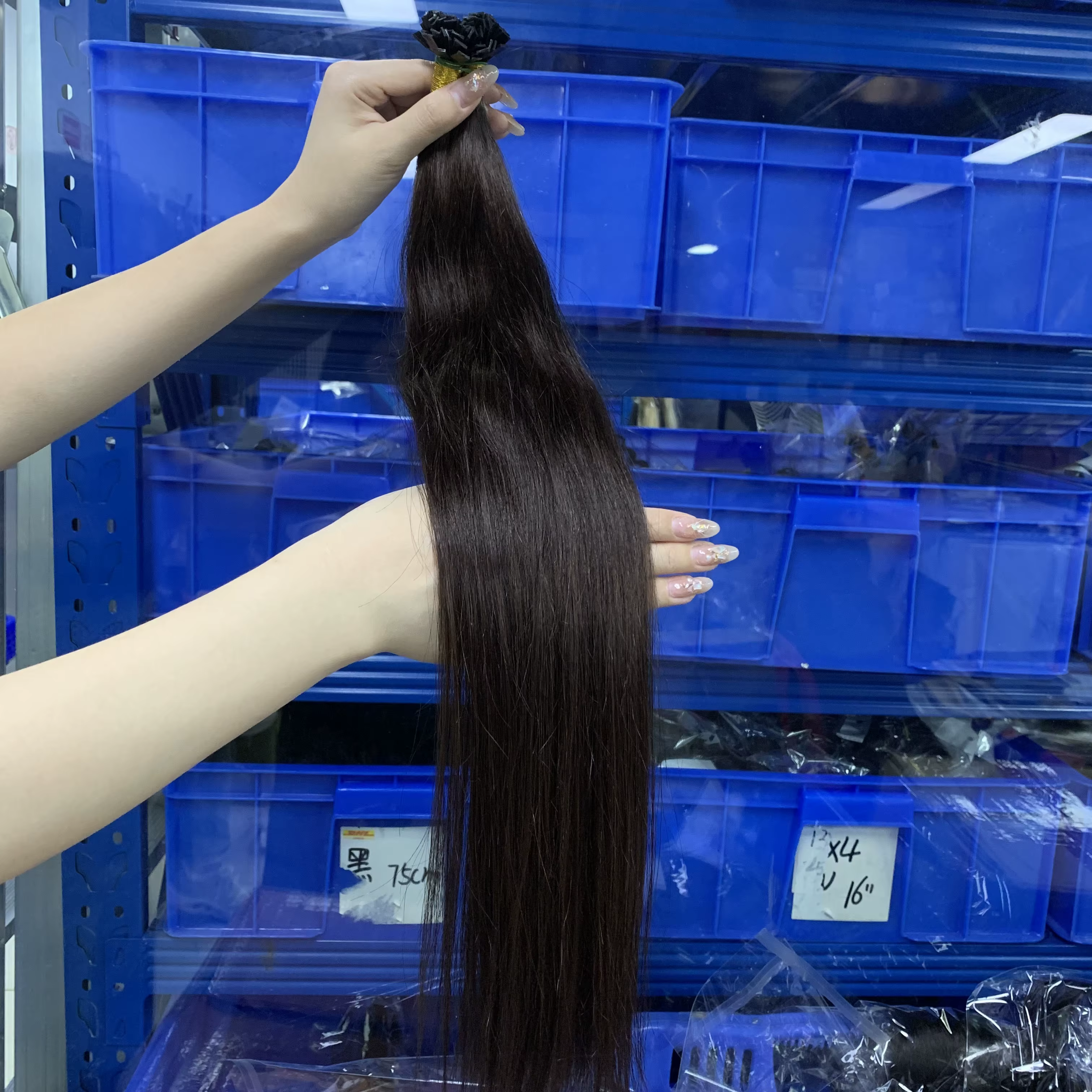 Extensions de cheveux à pointe plate en kératine, cheveux humains véritables, lisses, vierges, vietn