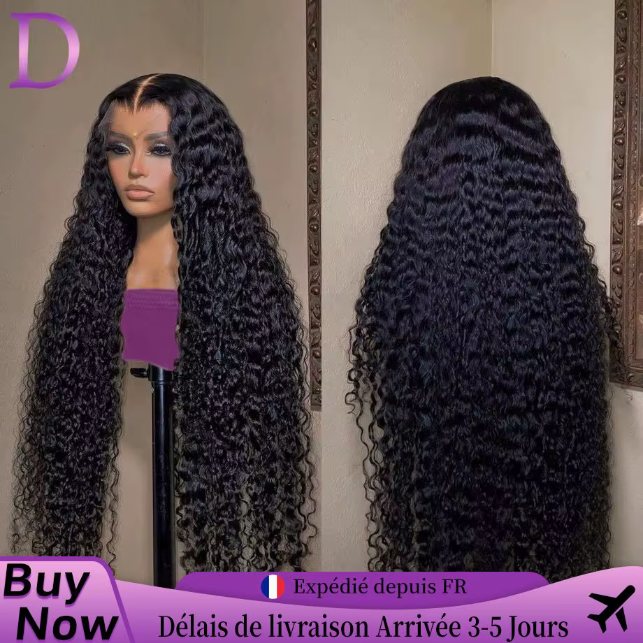 Perruques Cheveux Humains Frontale En Dentelle Transparente 13x4 Bouclés Water Wave Perruque Brésili