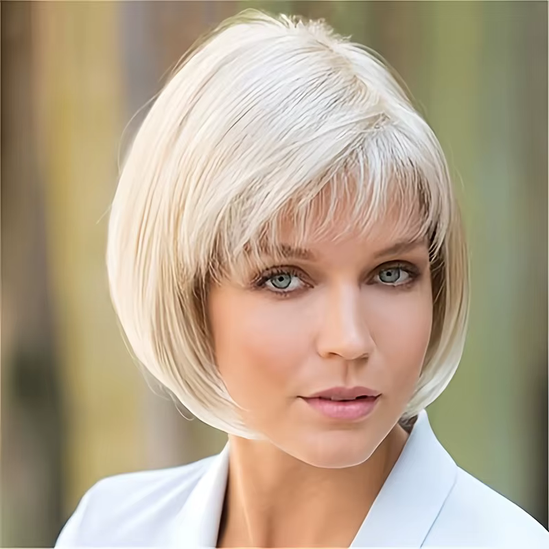 Perruque synthétique blanche en fibre chimique pour femmes, couvre-tête complet, adapté à un usage q
