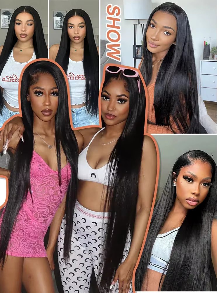 Extensions de cheveux humains raides brésiliens Remy non traités, naturels noirs, pour femmes, 26, 2