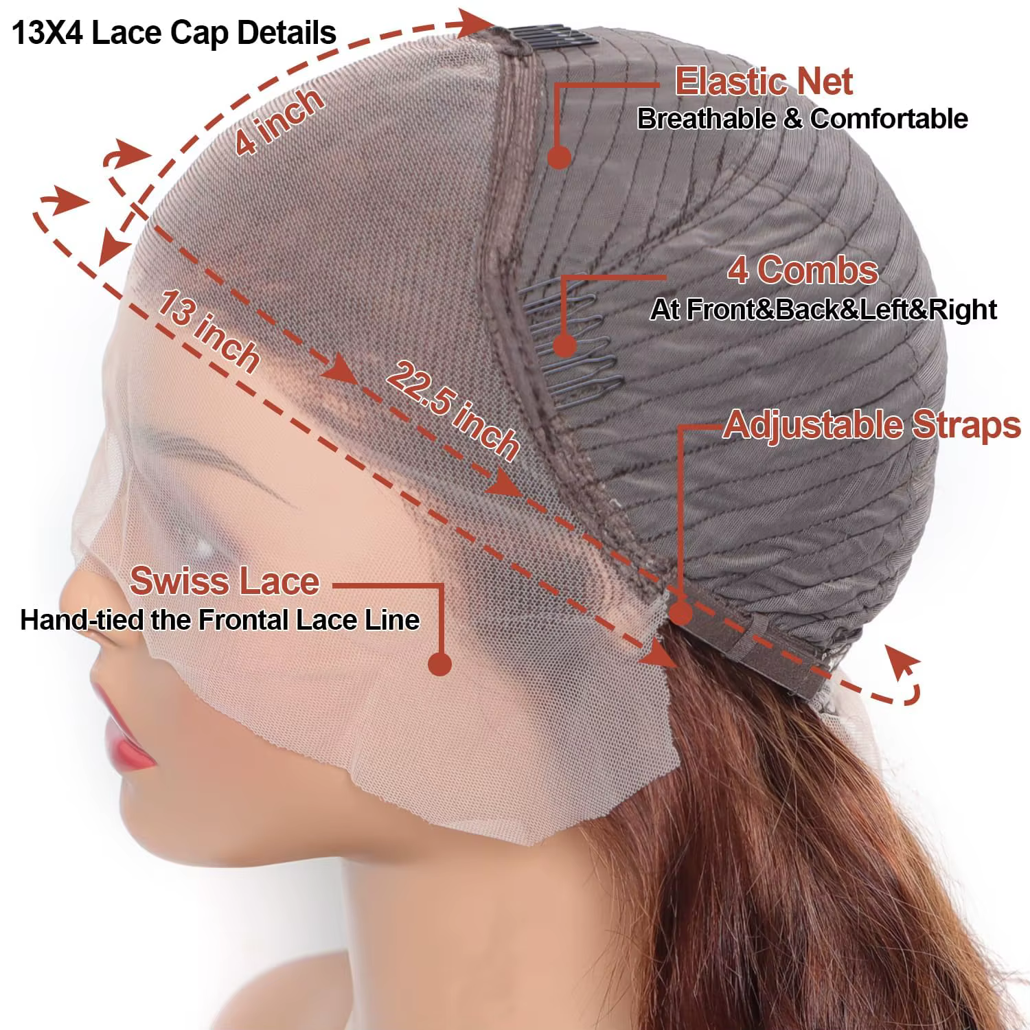 Perruque Lace Front Wig naturelle bouclée, cheveux humains, brun chocolat, densité 200%, Deep Wave, 