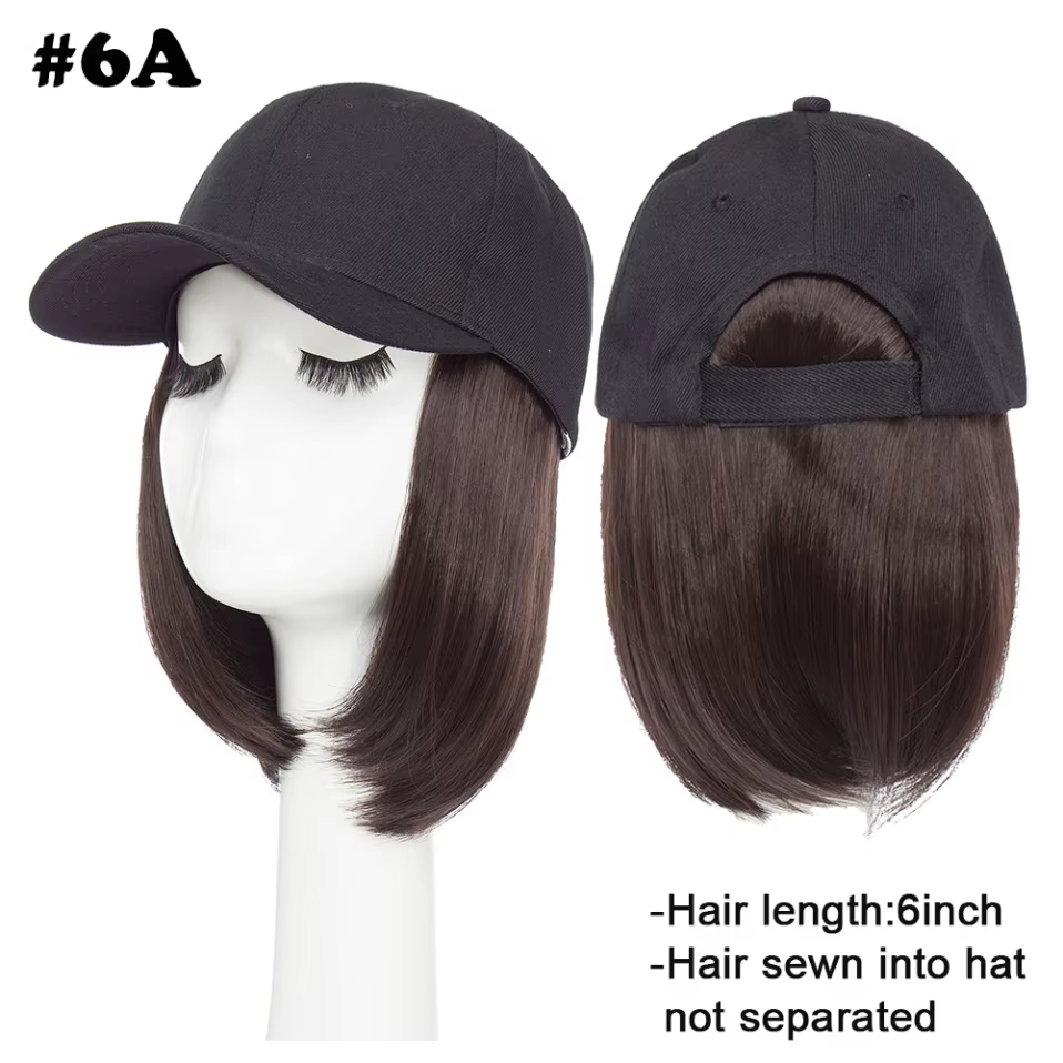 Casquette de Baseball avec Extensions de cheveux pour femmes, postiche synthétique courte et lisse r