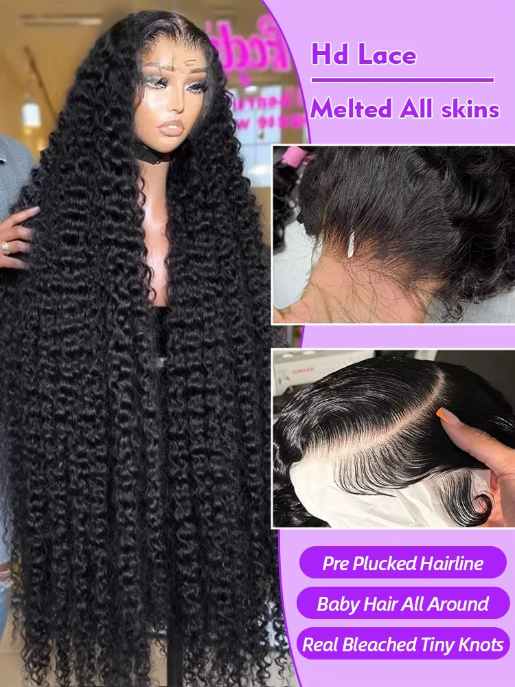 Perruques de cheveux humains vague profonde 13X6 Hd dentelle frontale perruque vague d'eau avant de 