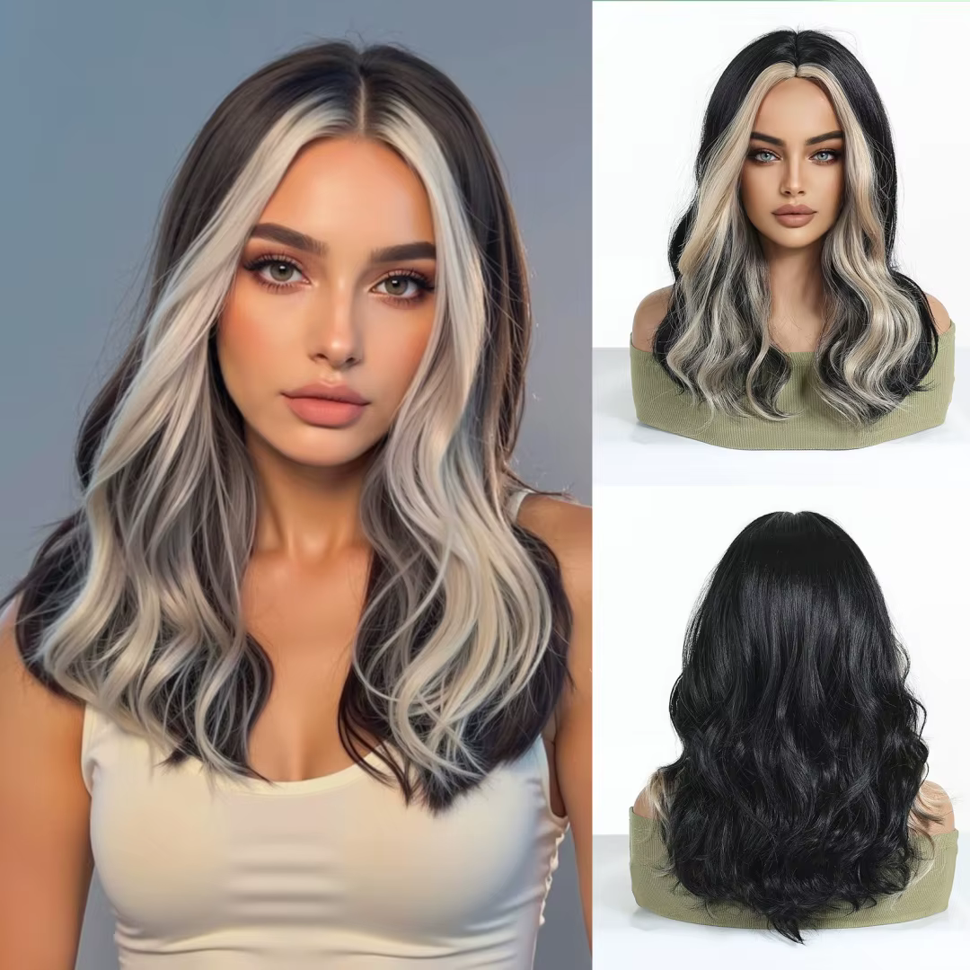 Perruques Bob courtes ondulées pour femmes, perruque synthétique naturelle, marron foncé, noir, part