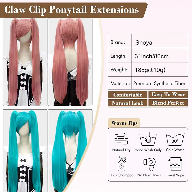 Snoya synthétique 80 cm polyvalent longue droite pince à griffes extensions de queue de cheval pour 