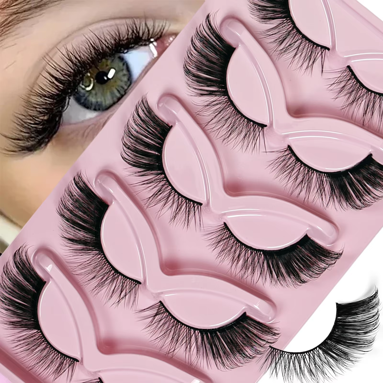 5 paires de faux cils oeil de chat faux cils naturels moelleux faux cils Extension maquillage faux c