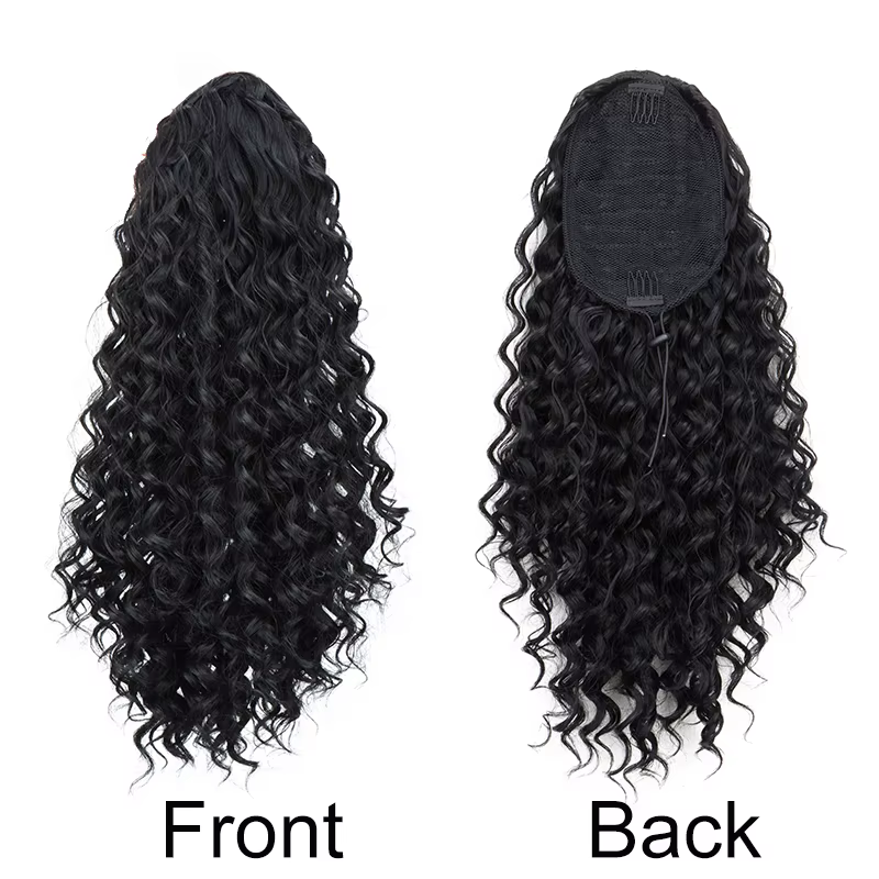 WIGSIN 18 pouces synthétique crépus bouclés queue de cheval cheveux courts moelleux bouclés cordon p