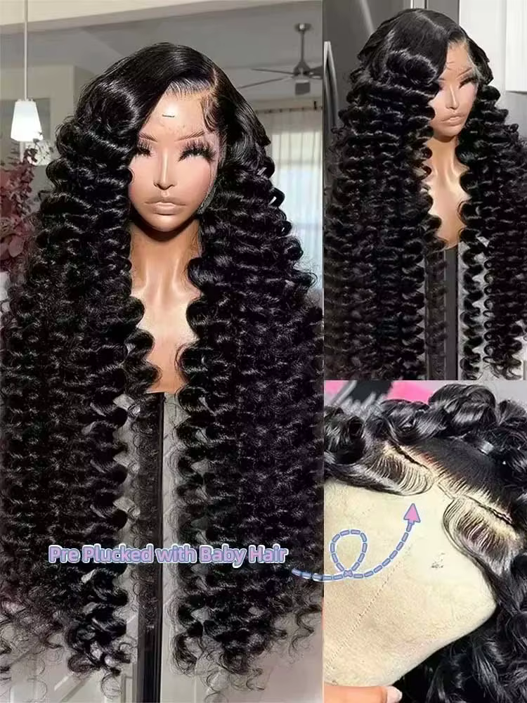 40 42 pouces HD lâche vague profonde 13x6 dentelle avant perruques de cheveux humains brésilien bouc