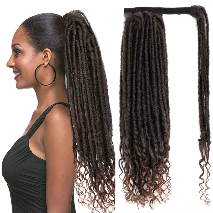 Extensions de queue de cheval à clipser, fausses locks torsadées pour femmes noires, postiches synth