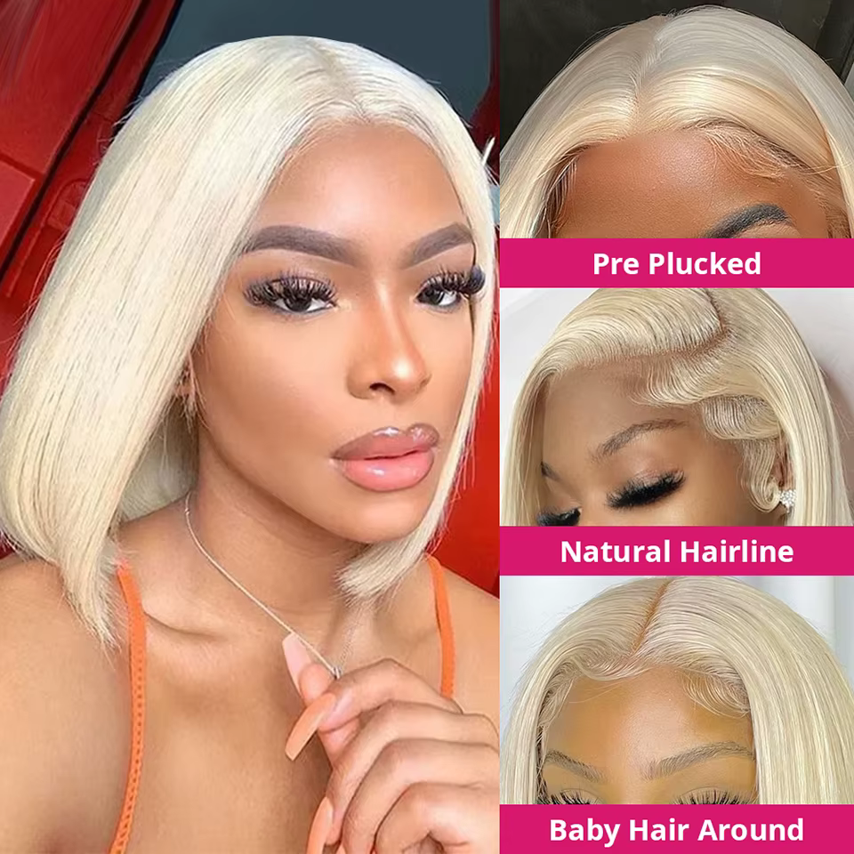 613 Bob miel blond dentelle avant perruques de cheveux humains pour les femmes cheveux humains Remy 