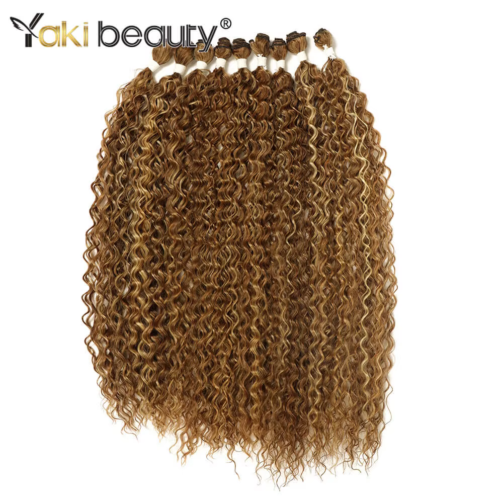 Mèches synthétiques bouclées et crépues, tissage de cheveux longs Jerry Anjo Plus, Extensions capill