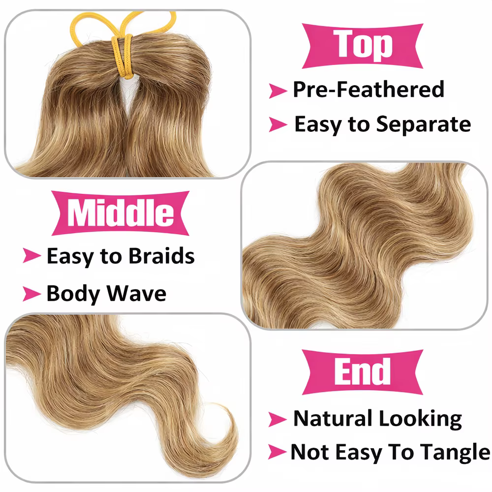 Extensions de cheveux humains au crochet, ondulées, faites à la main, avec fil # Extensions de cheve