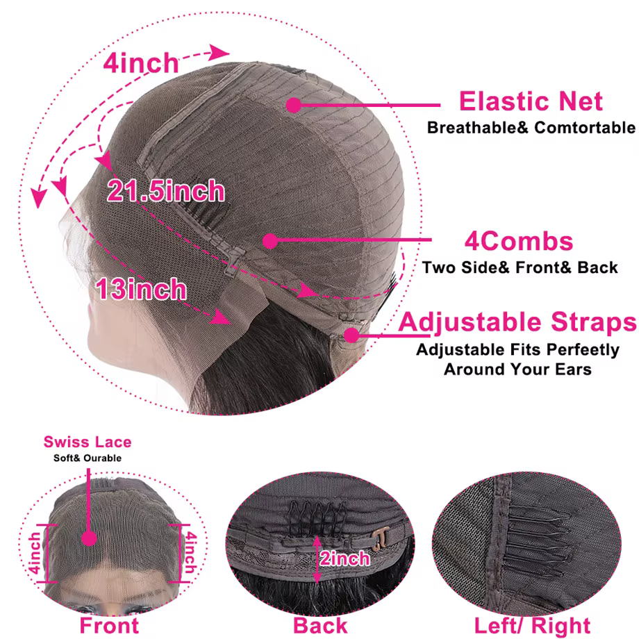 Perruque Lace Front Wig Body Wave brésilienne naturelle, cheveux humains, 13x4 13x6, 30 32 34 36 38 