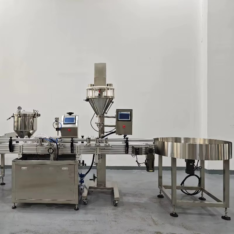 Ligne de remplissage automatique de poudre en ligne pour bouteilles et bocaux, machine de remplissag