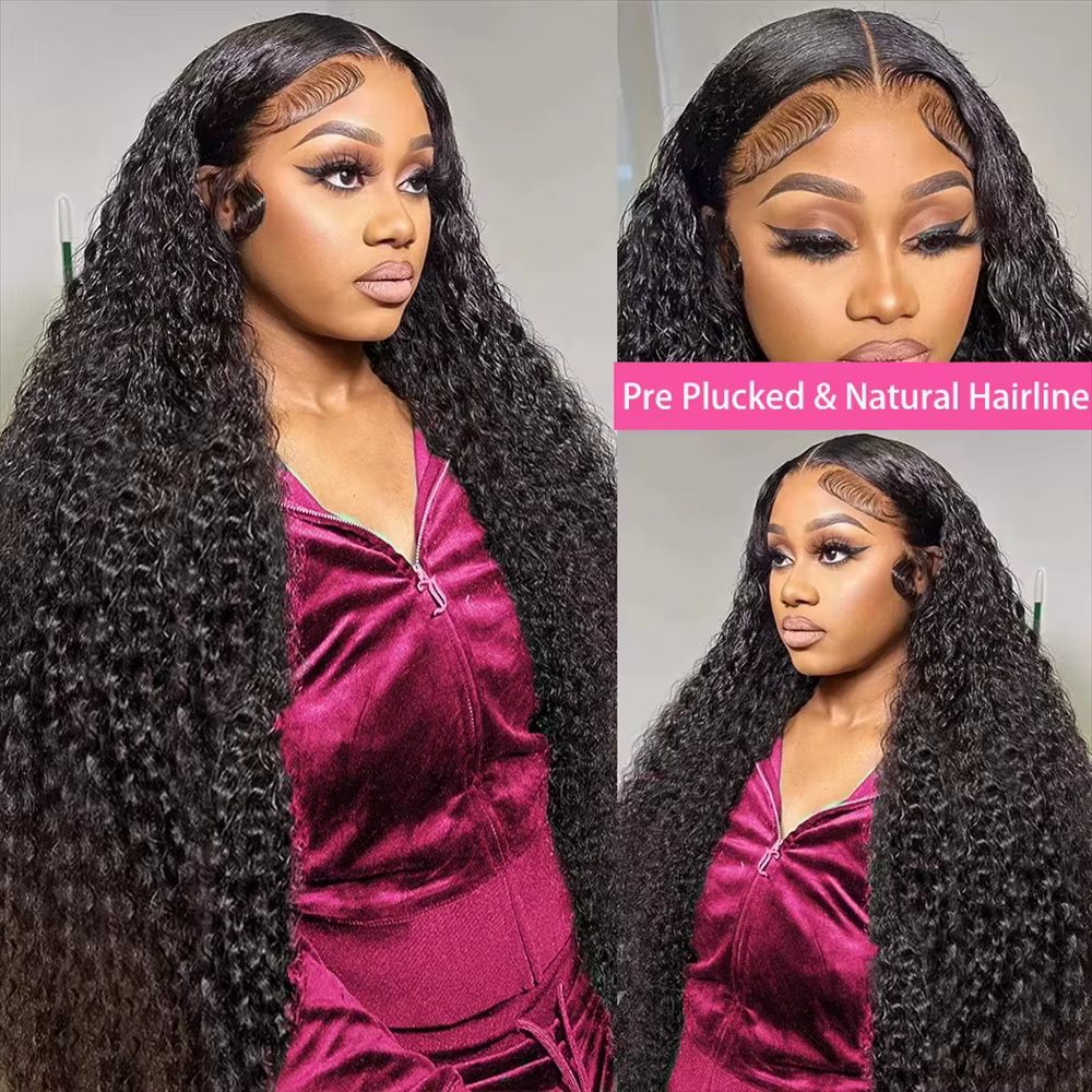 Perruque de cheveux humains brésiliens bouclés Deep Wave 13x6 sans colle, densité 250, avec dentelle