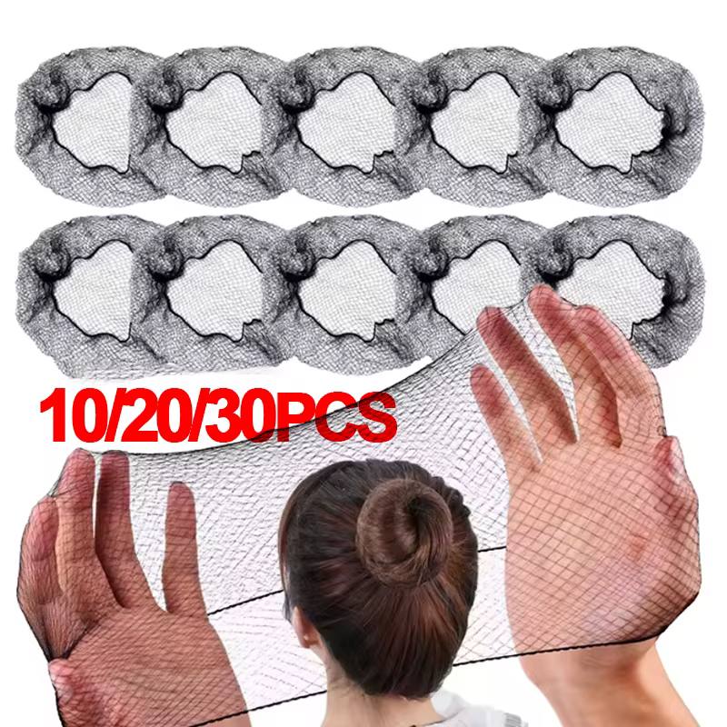 10/20/30 pièces filet à cheveux en Nylon Durable pour chignon outil de coiffure filet à cheveux noir