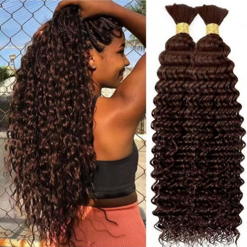 Cheveux humains en vrac pour tressage 2 paquets vague profonde Extensions de cheveux humains tressag
