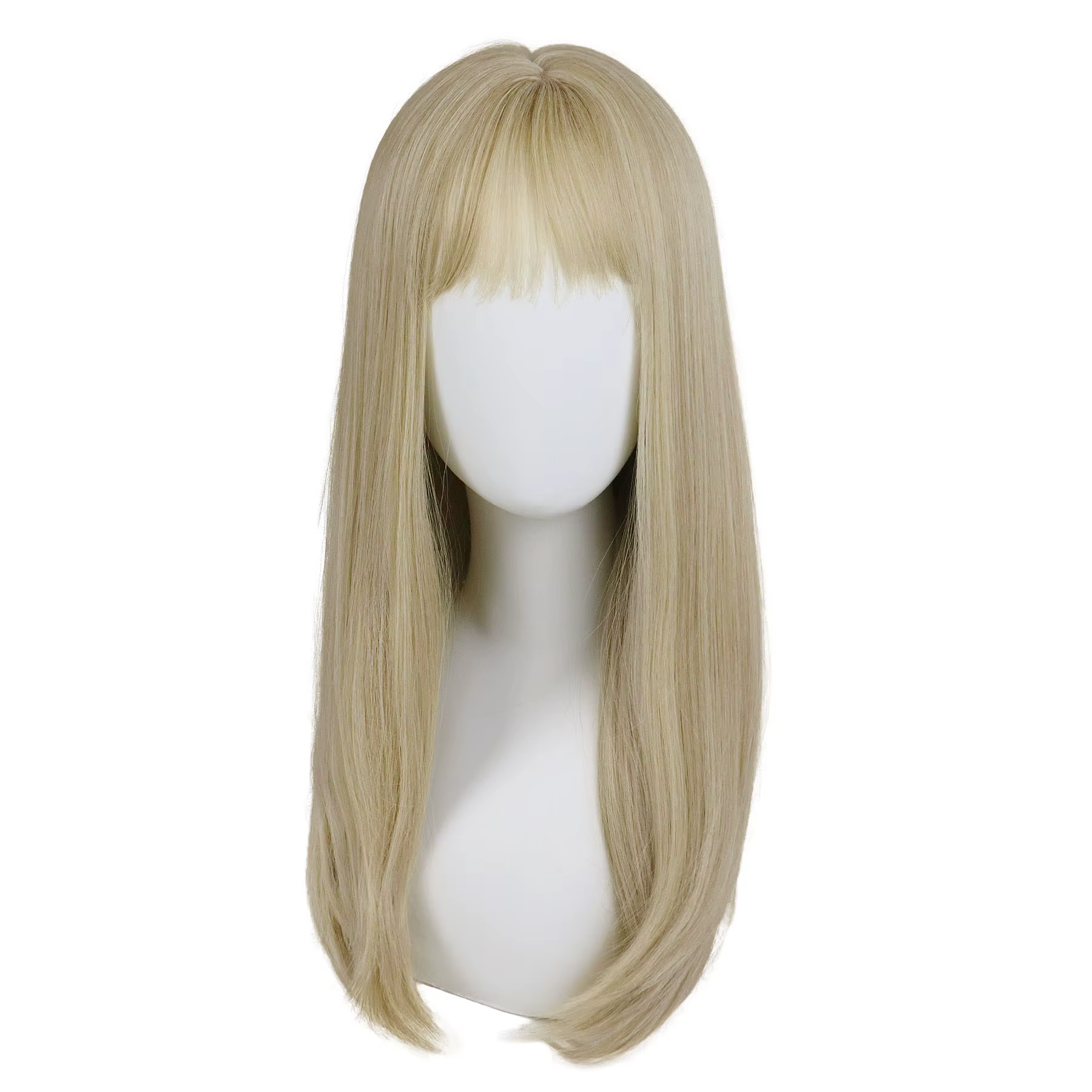 Perruque synthétique longue et lisse blanche pour femmes, perruque de Cosplay avec frange, résistant