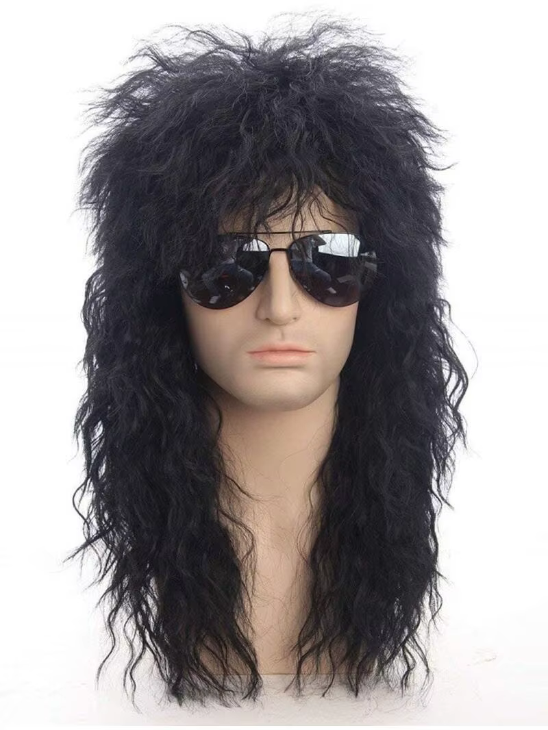Perruque Rockstar blonde Punk pour hommes, perruque longue et moelleuse pour fête d'halloween, perru