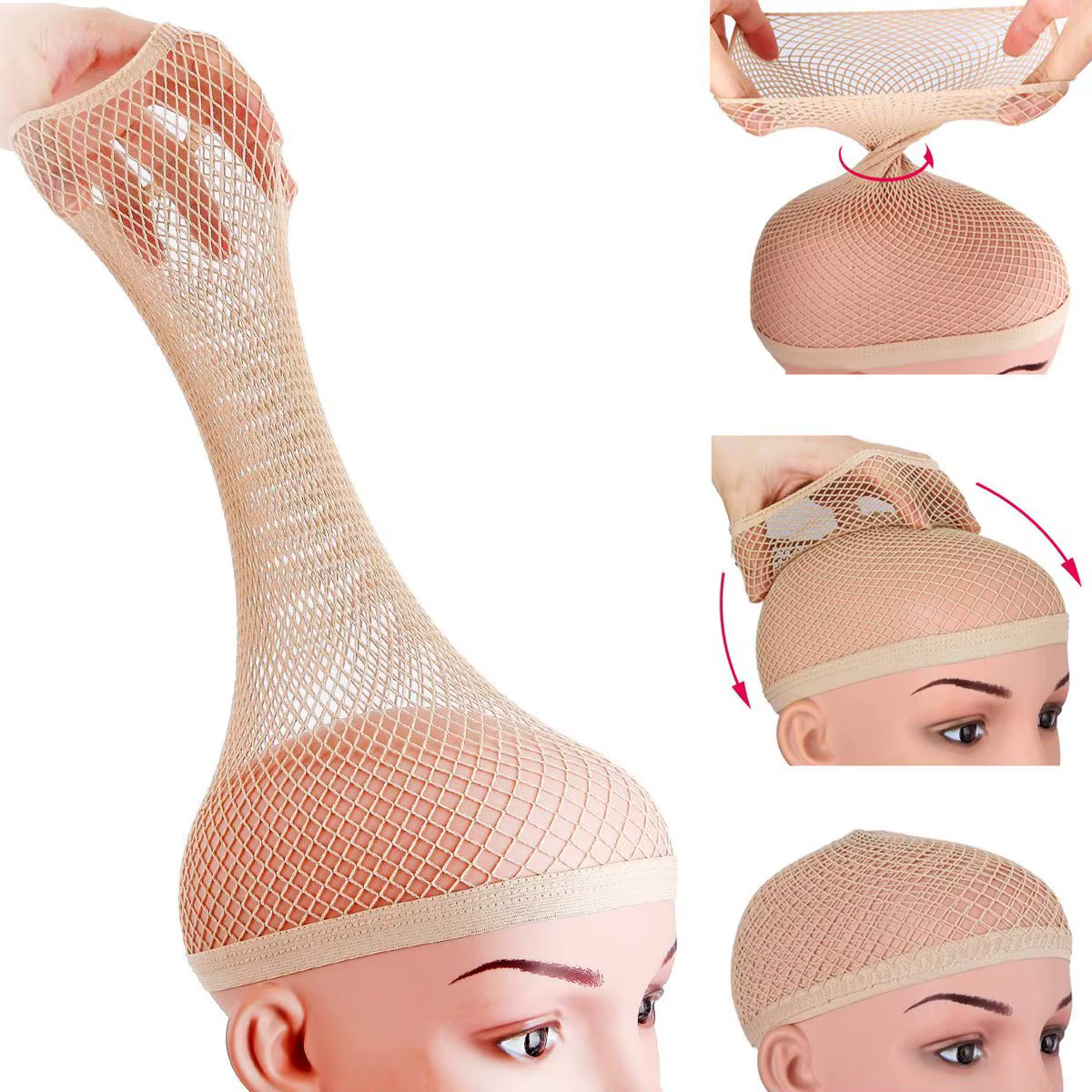 Bonnet de perruque en maille pour cheveux longs, filet à cheveux pour perruque, bonnet pour perruque