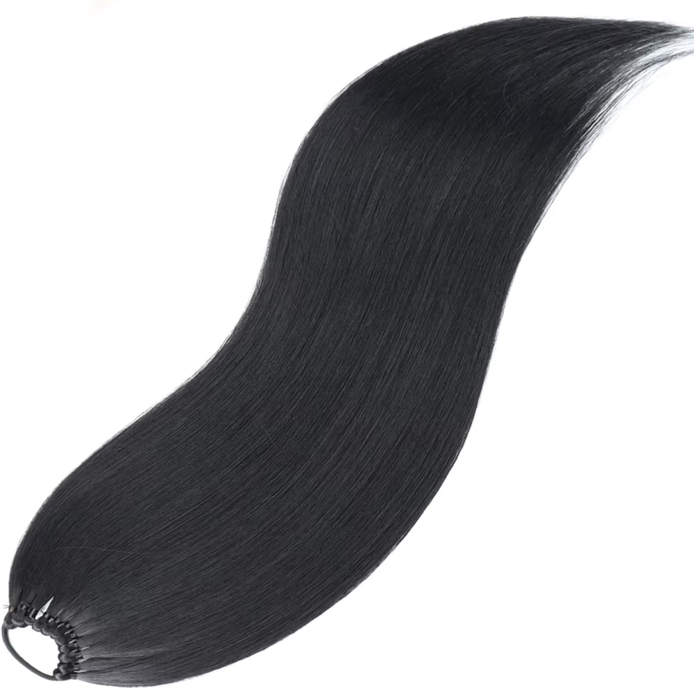 Extensions synthétiques queue de cheval 24 pouces, postiche tressée naturelle noire, postiche longue