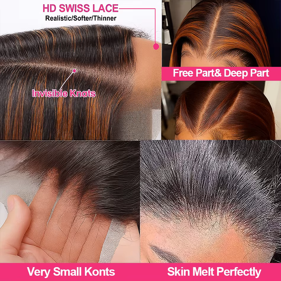 # Perruque Bob Lace Front Wig naturelle lisse à reflets 4/350, 13x4, cheveux humains, couleur marron